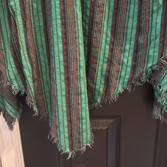 Umgee Green and Black Striped Frayed Hem Top - Picture 5 of 5